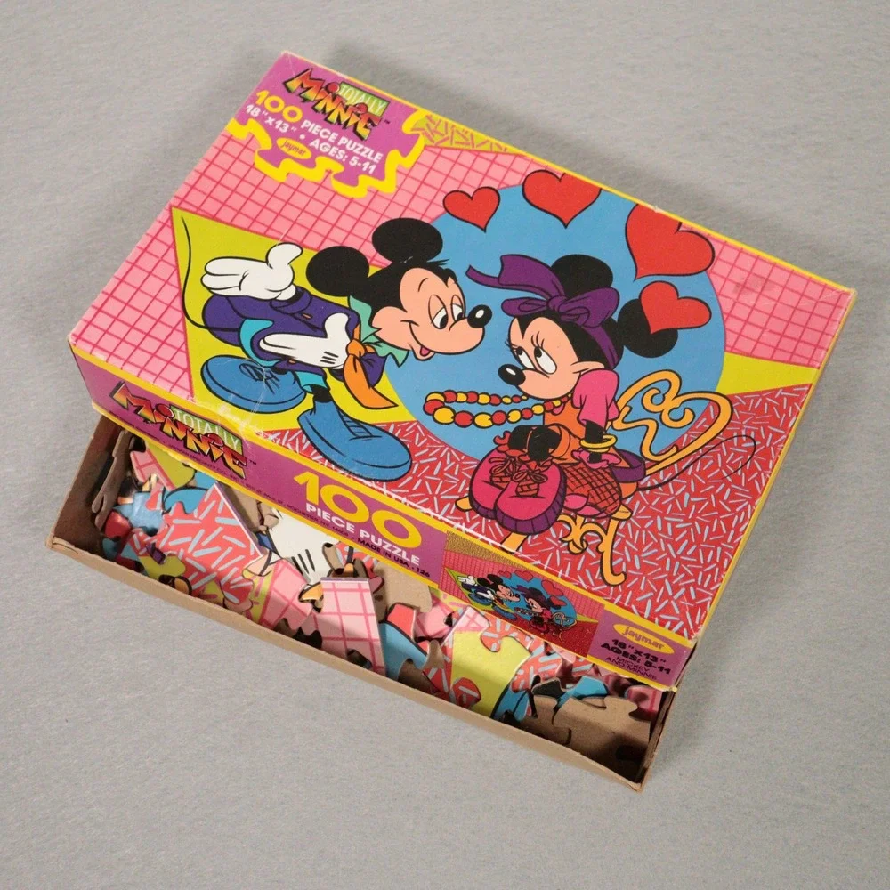 Vintage Jaymar Totally Minnie 100 Piece Puzzle Mickey Minnie Mouse Love USA